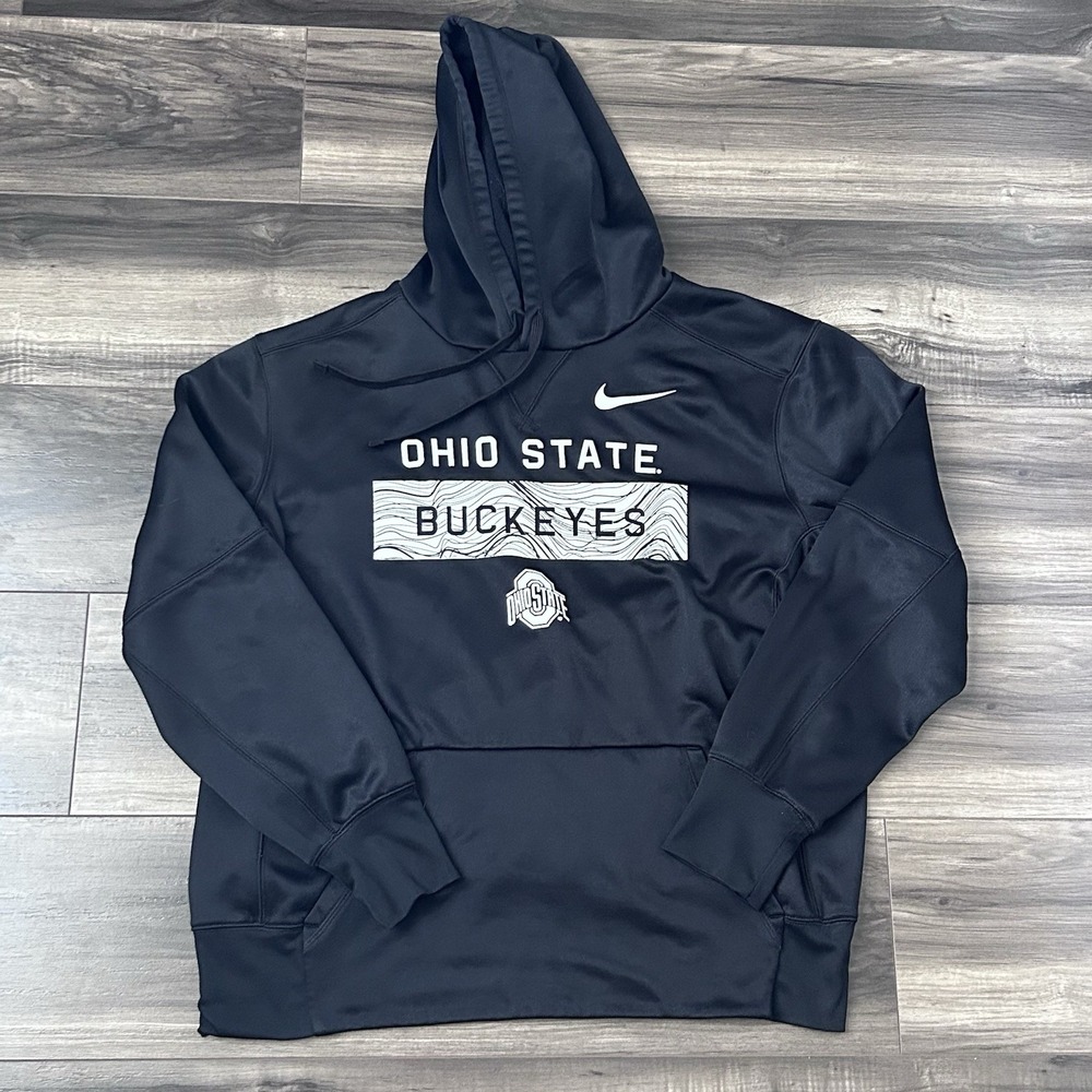 Nike Ohio State Buckeyes Fleece Lined Sweatshirt Hoodie Unisex Large Black